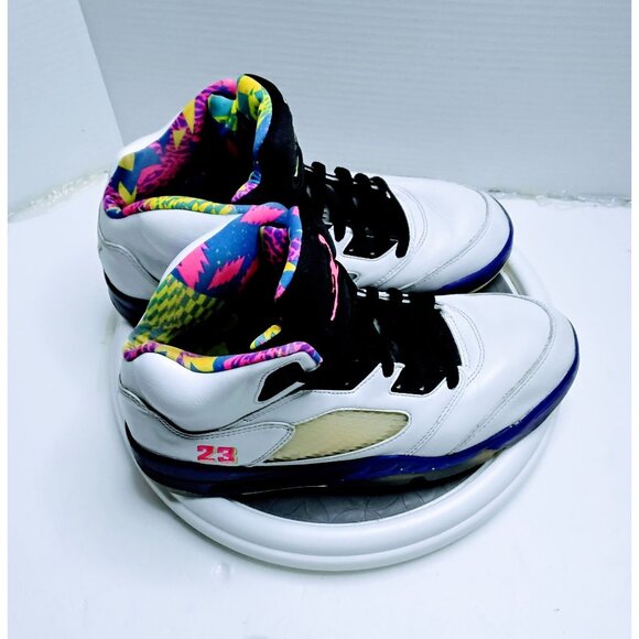 Air Jordan 5 Retro White Multi-Color Sneakers Size 8 Mens Athletic Shoes - Picture 3 of 7
